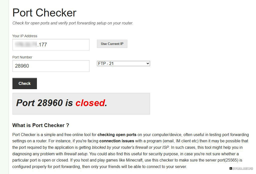 Port Checker 28960 Port Checker