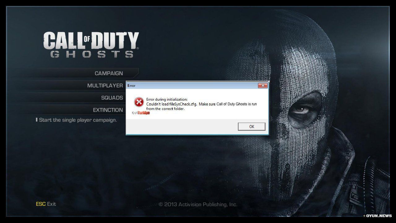 CoDGhosts FilesSysCheck Cfg Error
