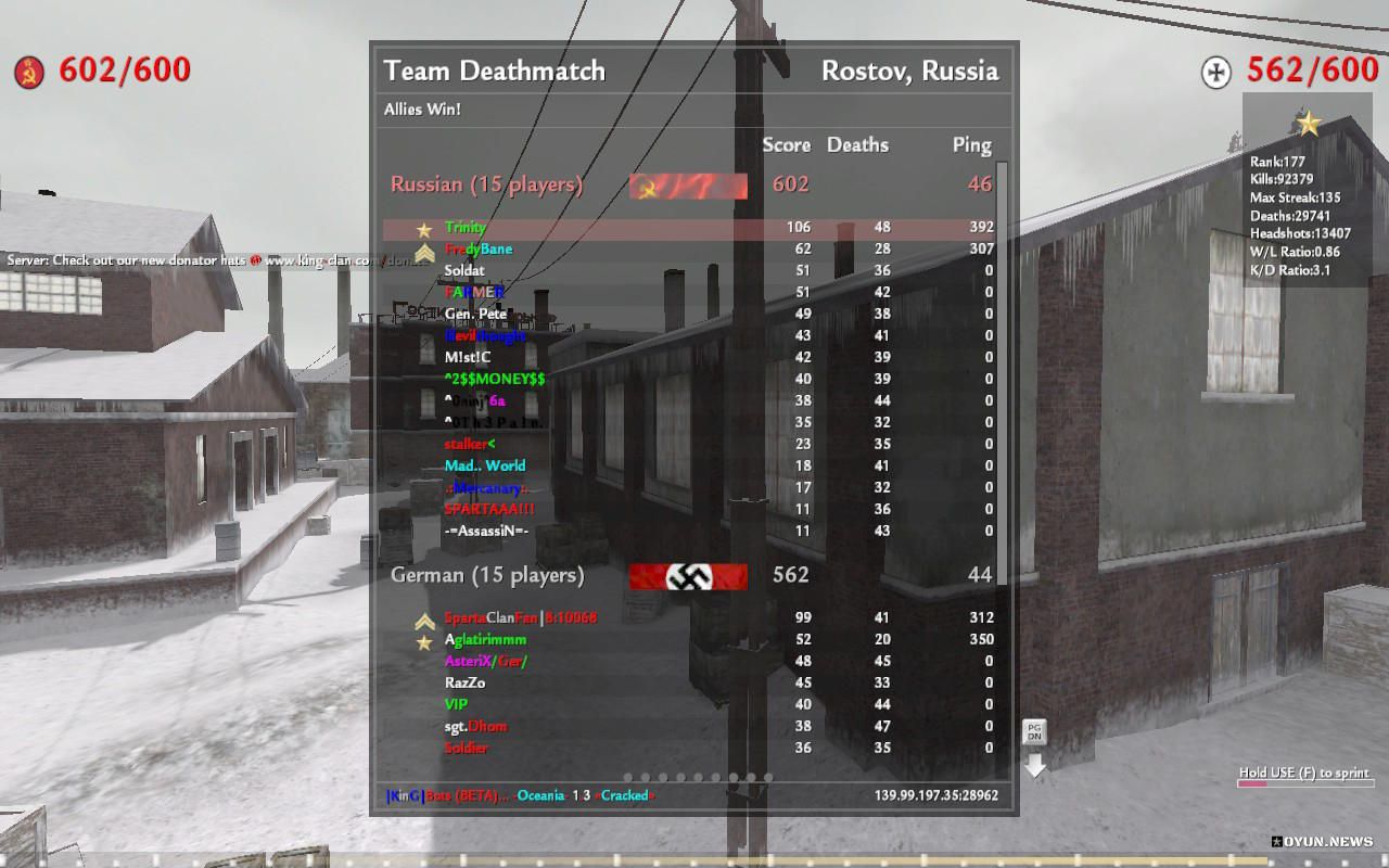 Call Of Duty 2 King Server Multiplayer Skor 1