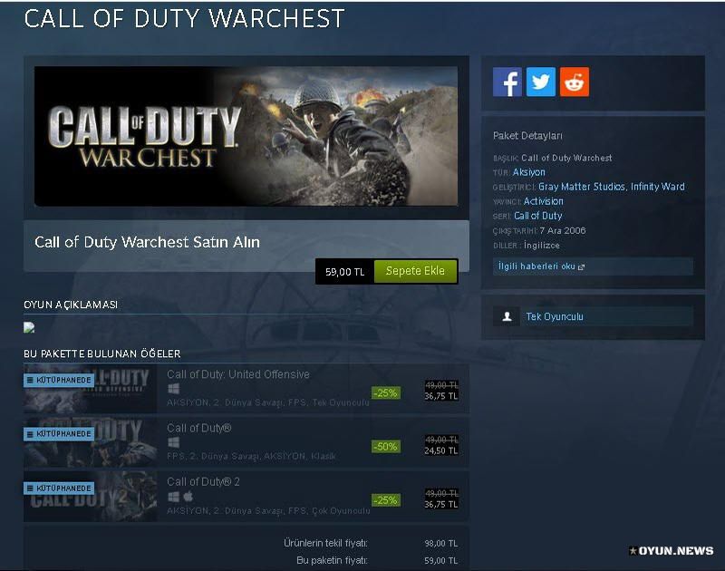 Call Of Duty Warchest Indirim
