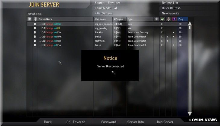 Callof Duty 4 Server Disconnect Error