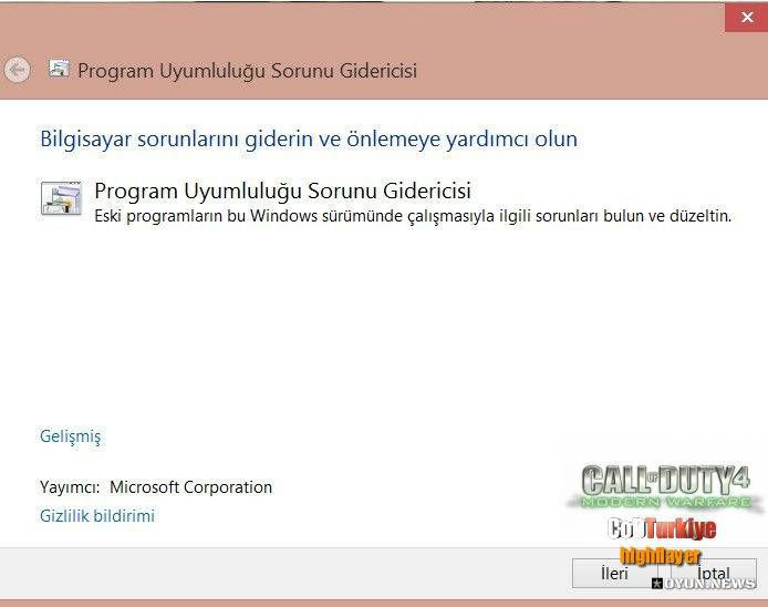 Cod4 Win 8 Hatasi Cozumu