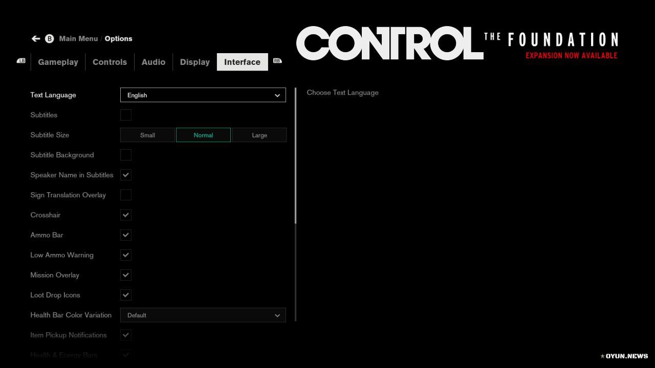 Control Interface Text Language Ayarlari