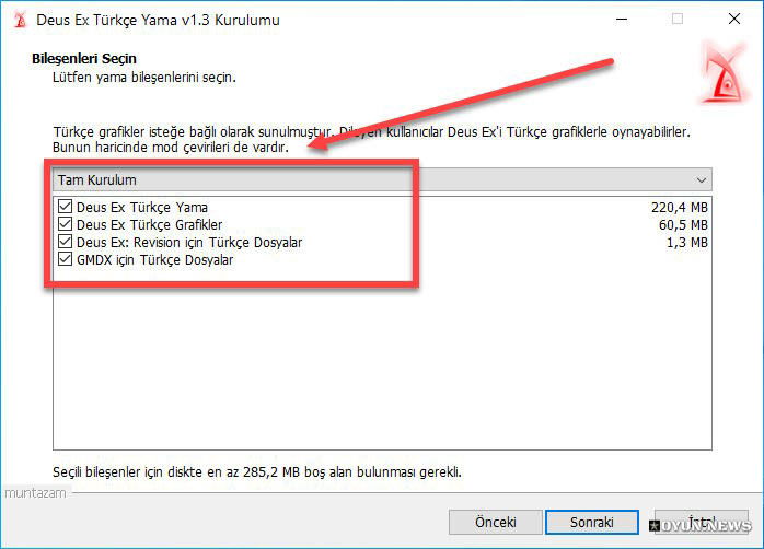 Deus Ex Türkçe Yama Setup Bileşenleri Seçin Deus Ex Turkce Yama Setup Bilesenler