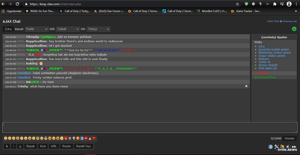 King Klan Website Chatbox