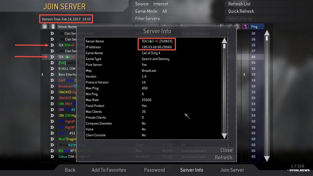 Tek Klan Cod4 Server List