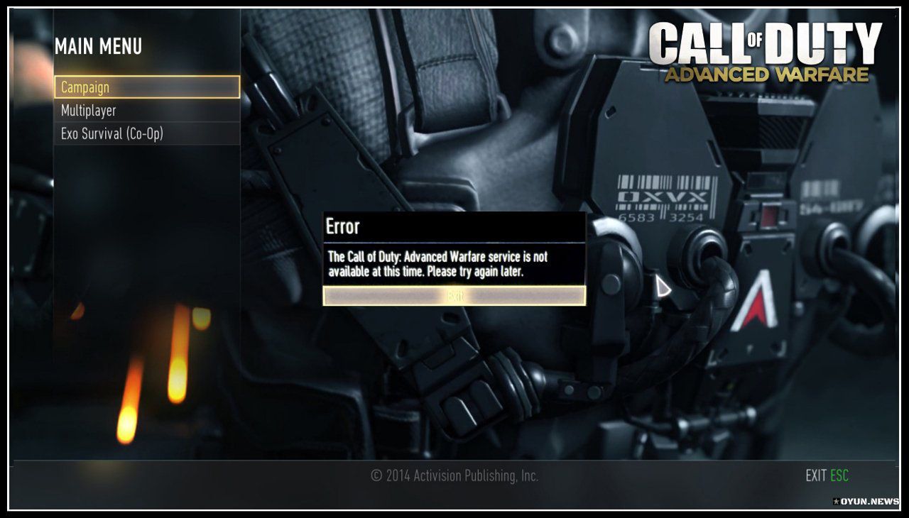 Call Of Duty Advanced Warfare Service Is Not Available At This Time