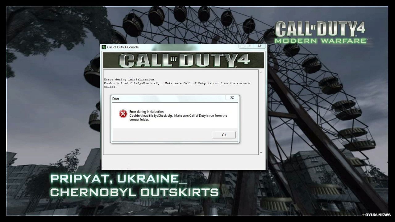 Call of Duty 4 Modern Warfare FilesSysCheck.cfg Hatası