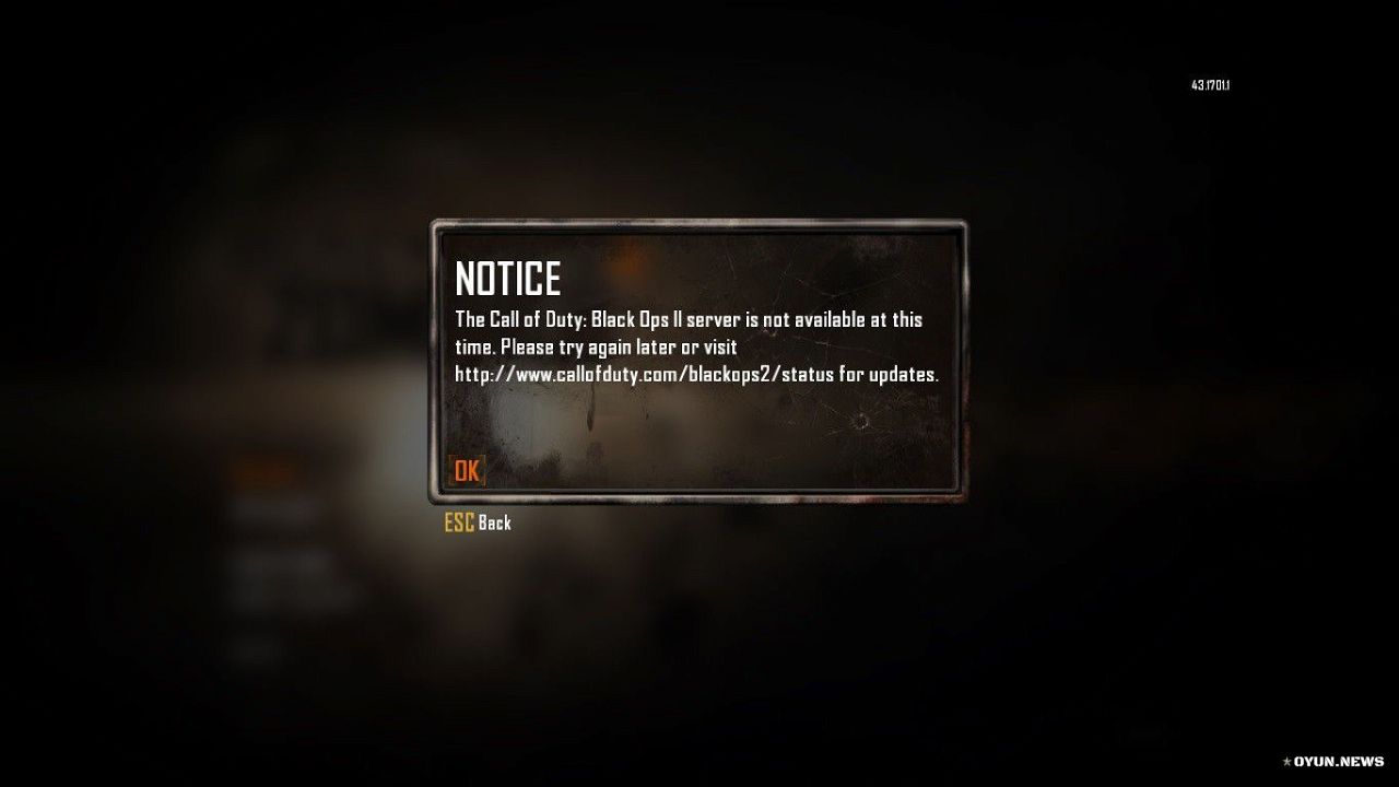 Call of Duty Black ops 2 Server is Not Available at This Time