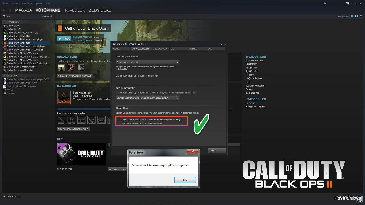 Black Ops 2 Steam Must Be Running To Play This Game Error