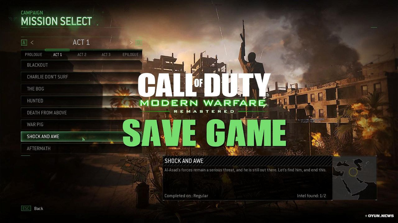 Call of Duty Modern Warfare Remastered Save Game
