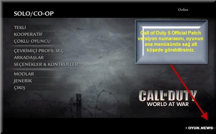 Call of Duty 5 World at War Türkçe Yama