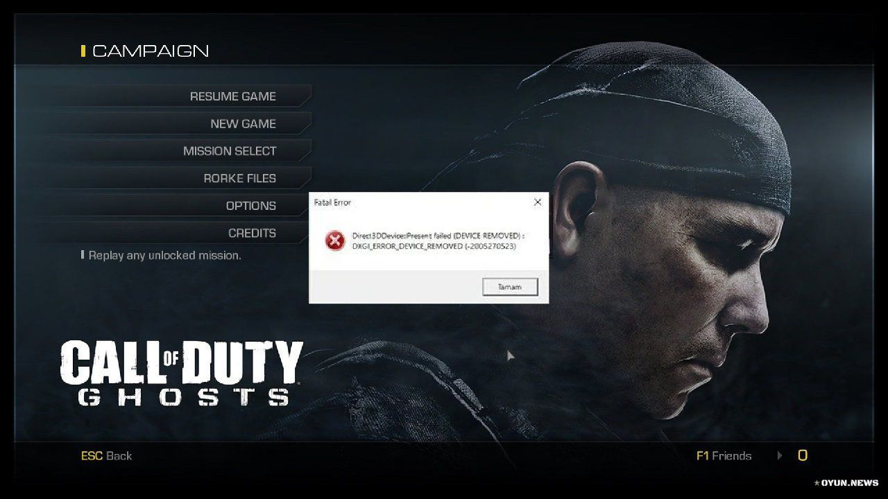 Call Of Duty Ghosts Direct3ddevice Present Failed Error