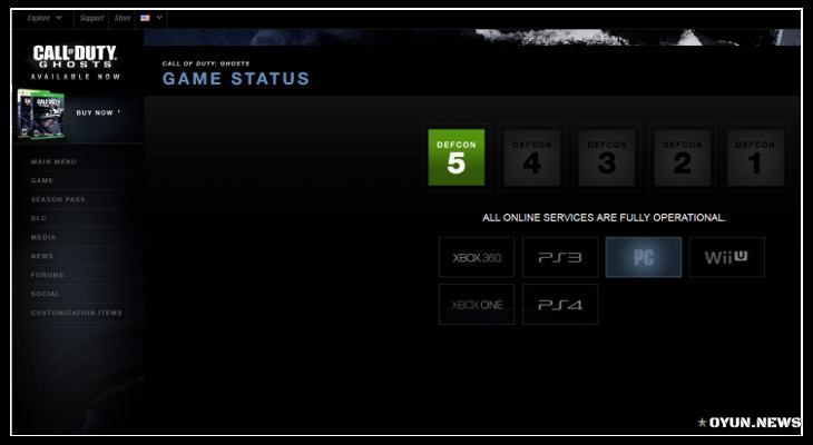 Call Of Duty Ghosts Game Status Defcon5