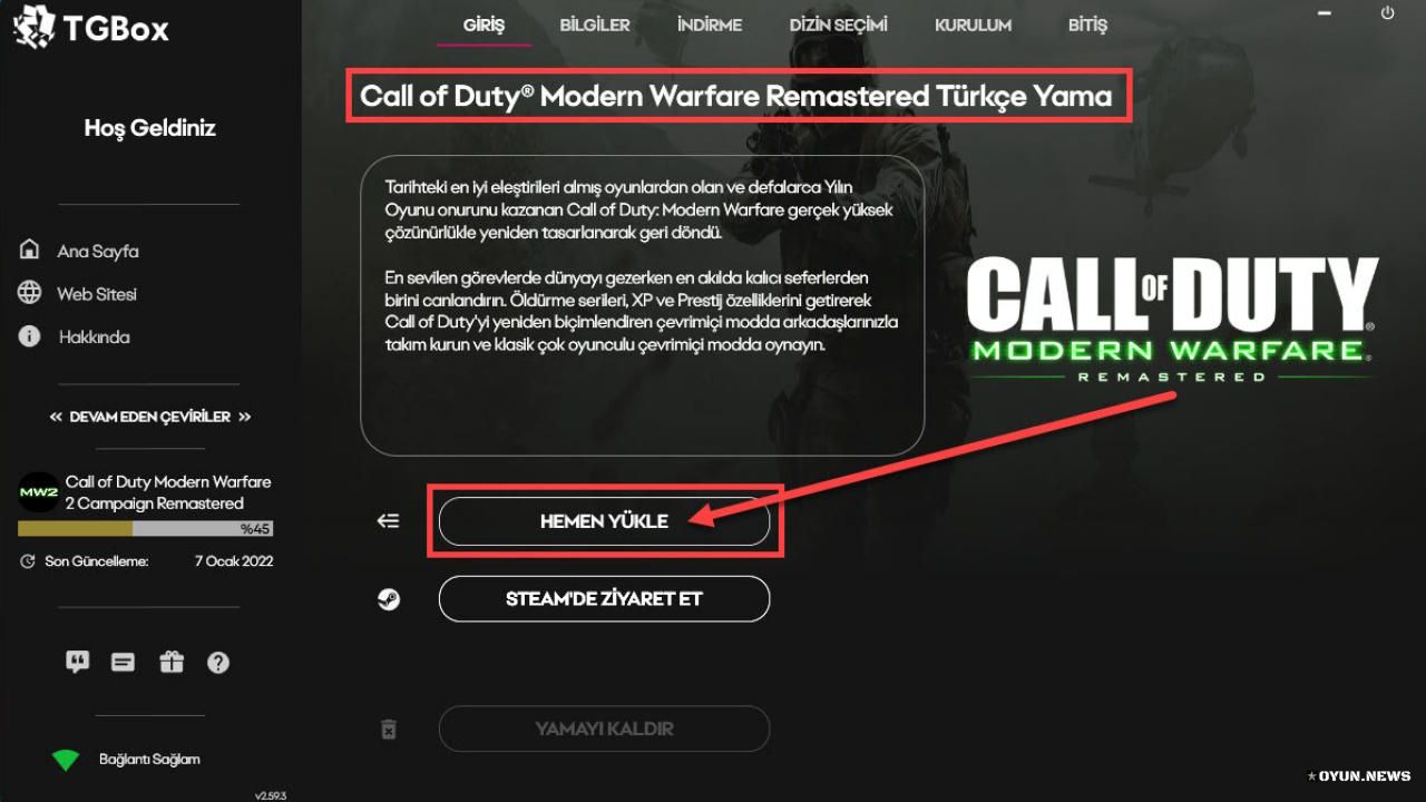 Call Of Duty Modern Warfare Remastered Turkce Yama Kurulum