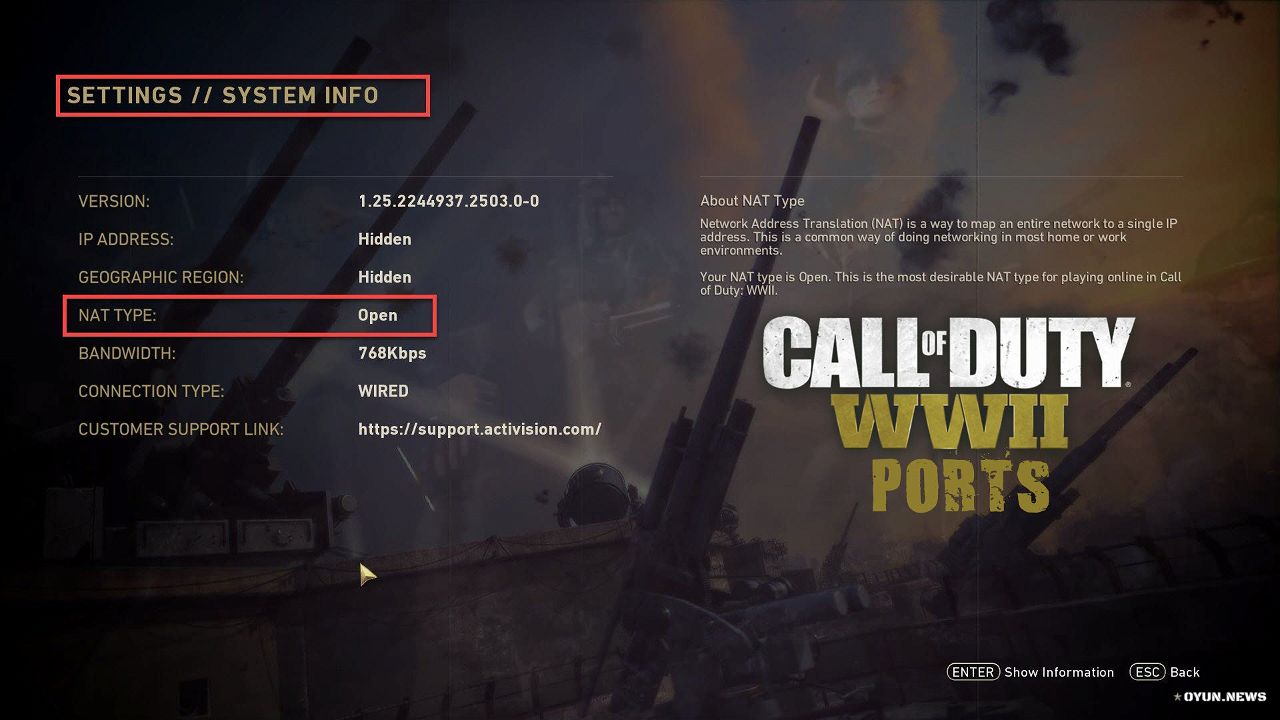 Call Of Duty Ww2 Nat Ayarlari Open