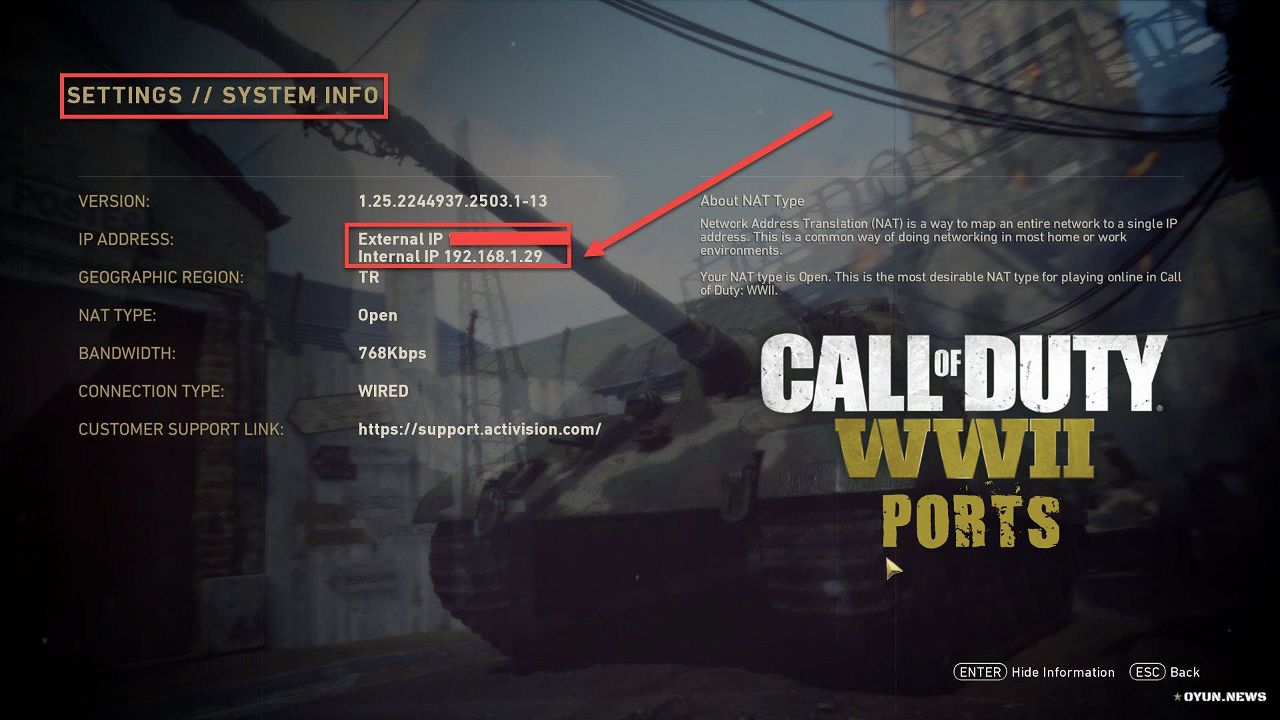Call Of Duty Ww2 Nat Settings Internal Ip Number