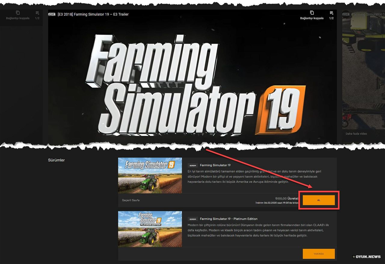 Kampanya: Farming Simulator 19 Bedava