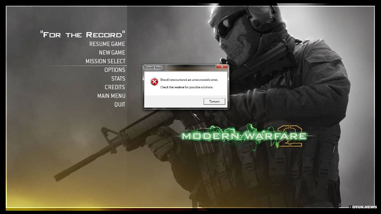 Mw2 DirectX Encountered An Uncoverable Error