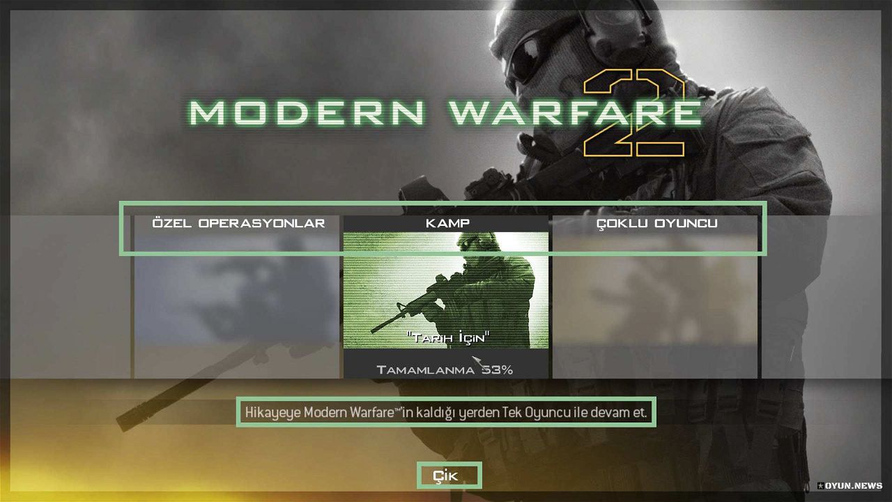 Call of Duty 6 Modern Warfare 2 Türkçe Yama Ana Menü