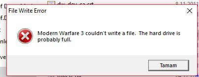 Mw3 Couldnt Write A File Error
