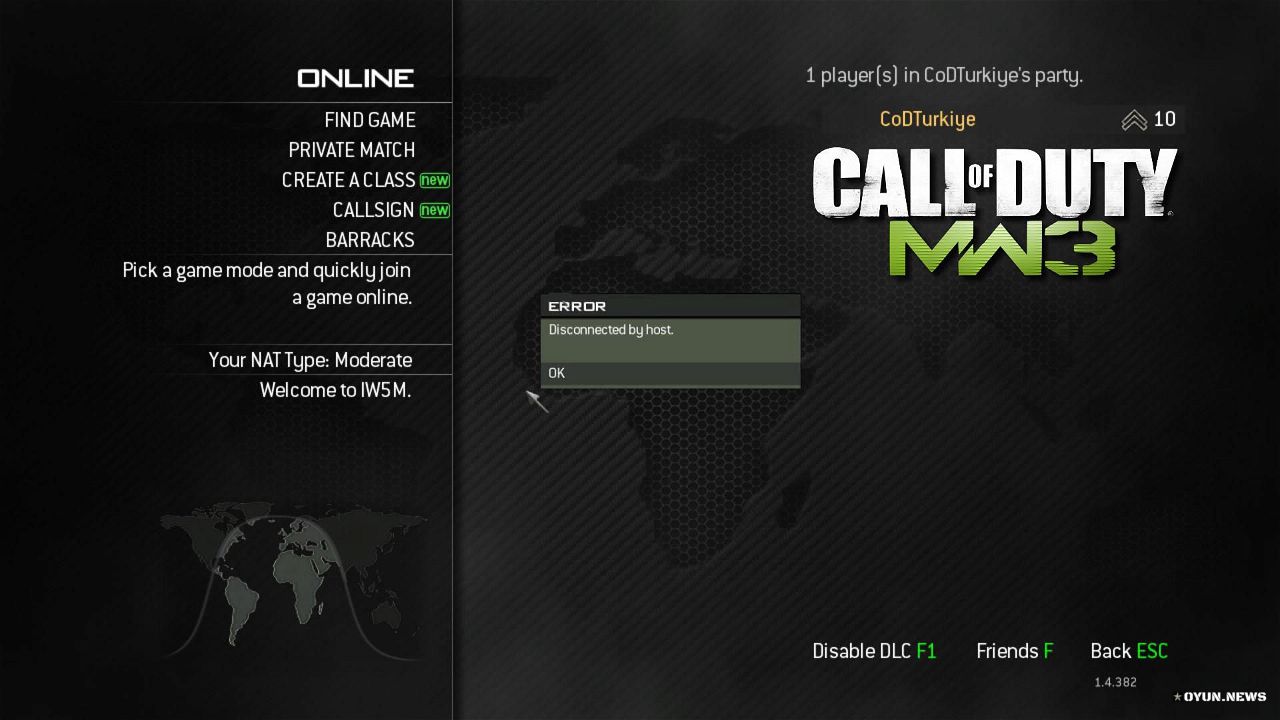 Mw3 Disconnected By Host Error