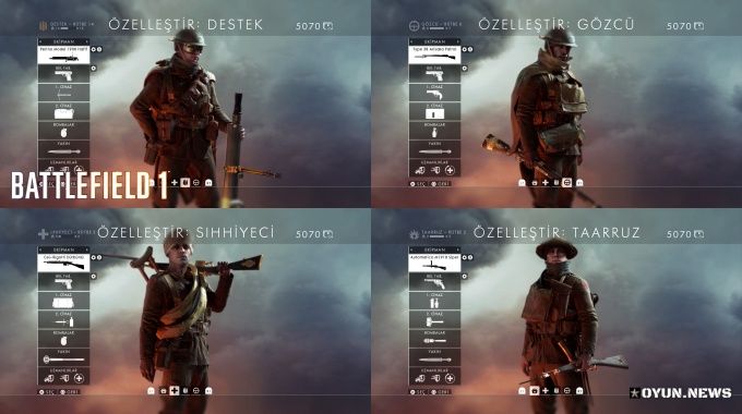 Battlefield 1 Multiplayer Oyuncu Sınıfları