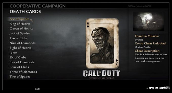 call of duty world at war death cards