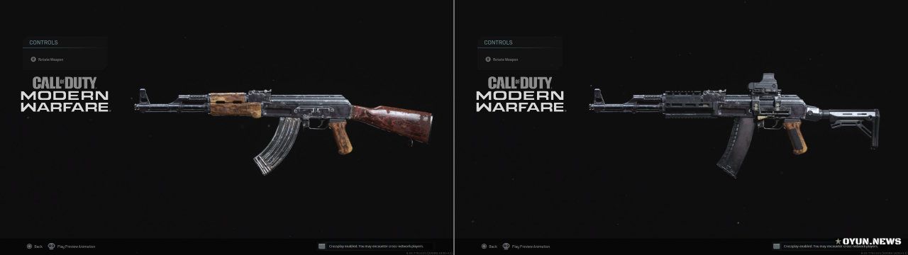 Call of Duty Modern Warfare 2019 Silahlar AK47 ve AK47'den çevirilmiş AK12